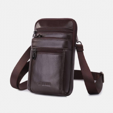 Miesten Aito Nahka 7 Tuuman Puhelinlaukku Vyölaukku Vyökassi Olkalaukku Crossbody Bag