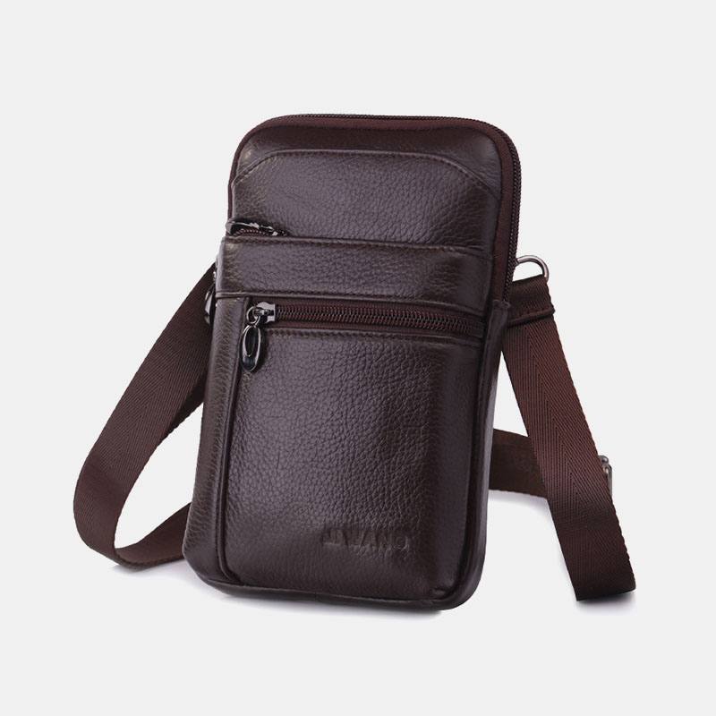 Miesten Aito Nahka 7 Tuuman Puhelinlaukku Vyölaukku Vyökassi Olkalaukku Crossbody Bag