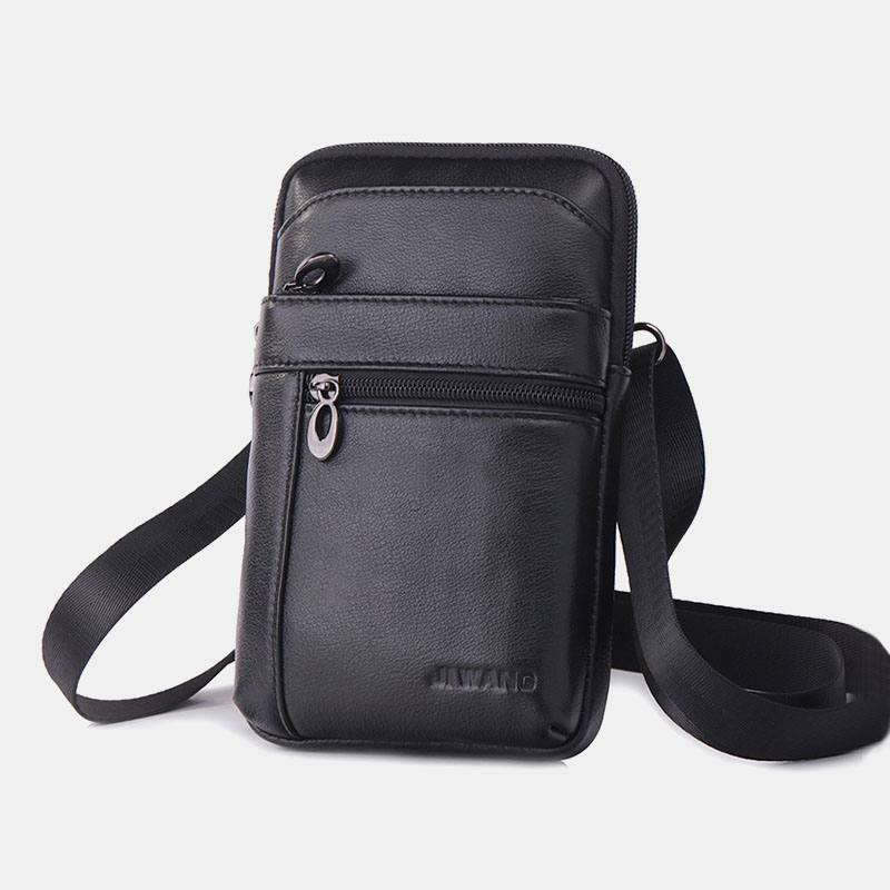 Miesten Aito Nahka 7 Tuuman Puhelinlaukku Vyölaukku Vyökassi Olkalaukku Crossbody Bag