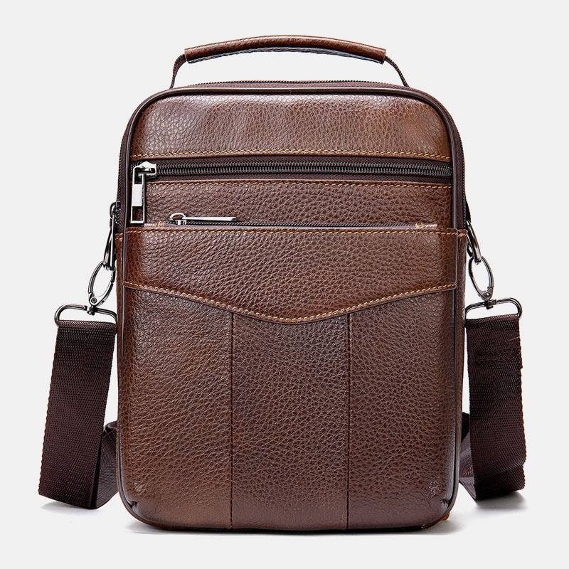 Miesten Aito Nahka Retro Business Pystysuuntainen Käsilaukku Crossbody Bag