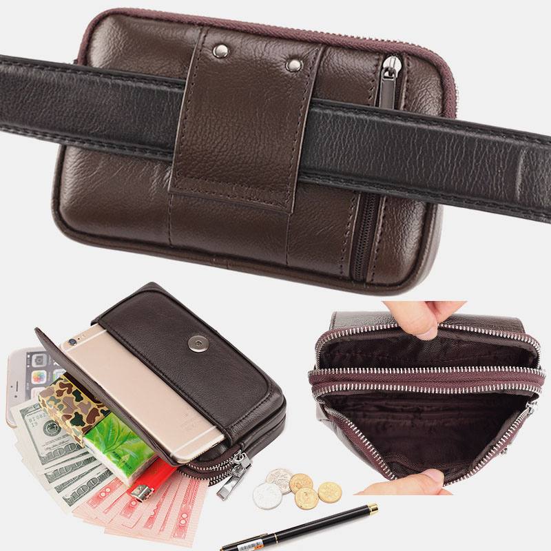 Miesten Aito Nahka Retro Multi-carry Mini-puhelinlaukku Korttikotelo Laukku Vyötärölaukku Crossbody Bag