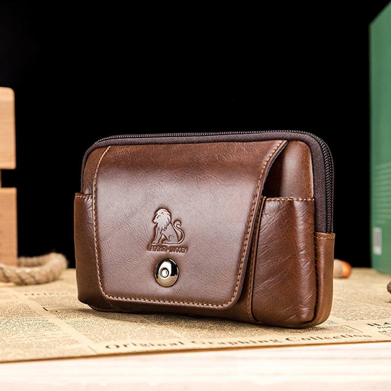 Miesten Aito Nahka Vintage Minimalistinen Muoti 6 Tuuman Puhelinlaukku Vyötärölaukku Crossbody Laukku