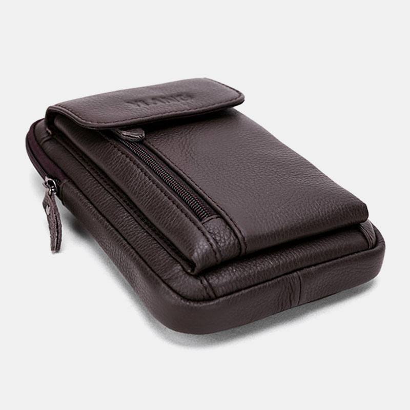 Miesten Aito Nahkainen 6.3 Tuuman Puhelintelineen Vyölaukku Crossbody Bag