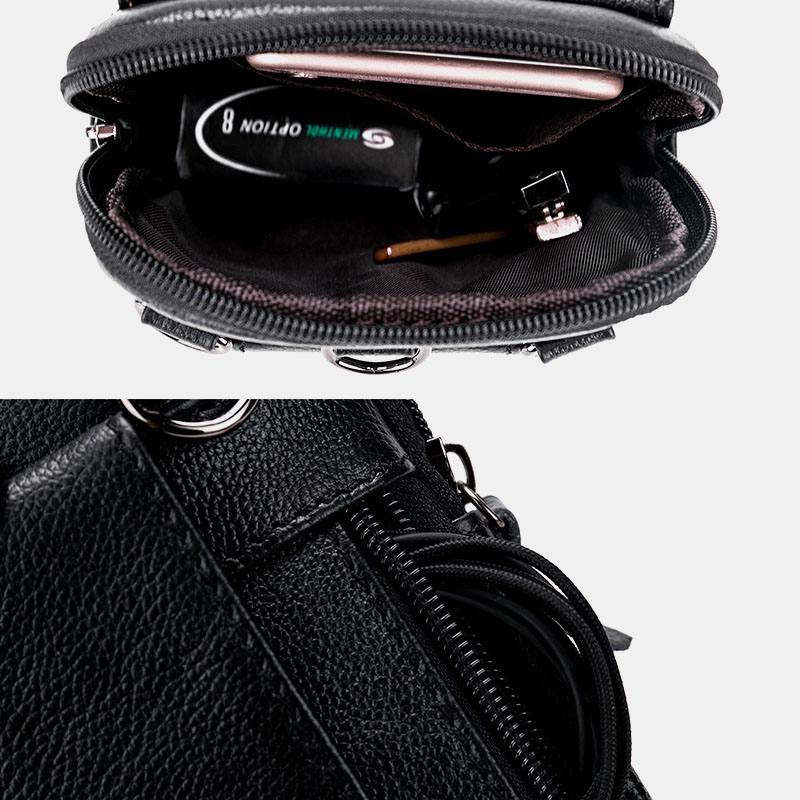 Miesten Aito Nahkainen 6.3 Tuuman Puhelintelineen Vyölaukku Crossbody Bag