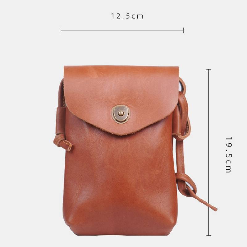 Miesten Aito Nahkainen Hasp 6.5 Tuuman Puhelinlaukku Kannettava Vedenpitävä Crossbody Laukku Olkalaukku