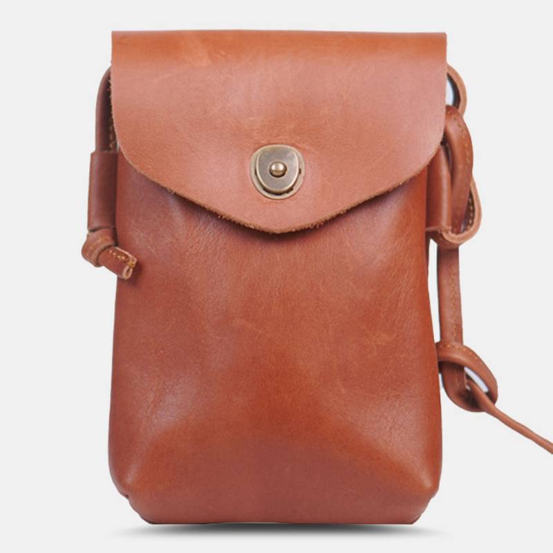 Miesten Aito Nahkainen Hasp 6.5 Tuuman Puhelinlaukku Kannettava Vedenpitävä Crossbody Laukku Olkalaukku