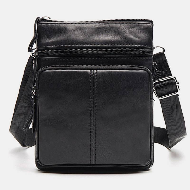 Miesten Aito Nahkainen Monitaskuinen Rento Business 6.3 Tuuman Puhelinlaukku Crossbody Laukut First Layer Lehmännahkainen Olkalaukku