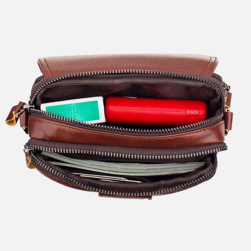 Miesten Aito Nahkainen Retro 7.5 Tuuman Puhelinlaukku Cross Body Bag Vyötärölaukku Vyölenkillä