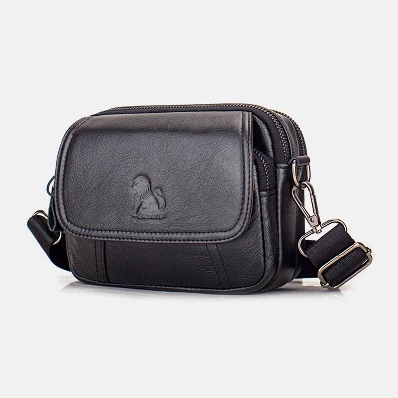 Miesten Aito Nahkainen Retro 7.5 Tuuman Puhelinlaukku Cross Body Bag Vyötärölaukku Vyölenkillä