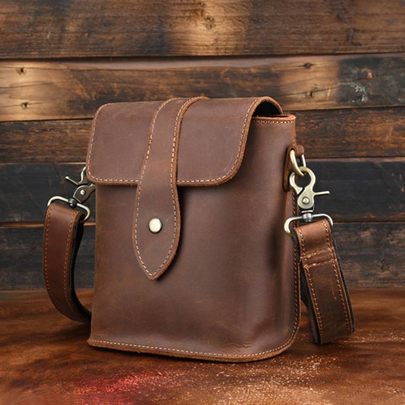 Miesten Aito Nahkainen Vintage Olkalaukku Crossbody Laukku