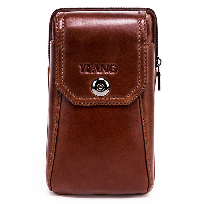 Miesten Aito Nahkainen Vintage-vyötärölaukku Business Crossbody -laukku Matkapuhelinlaukku 6 Tuuman Puhelimille