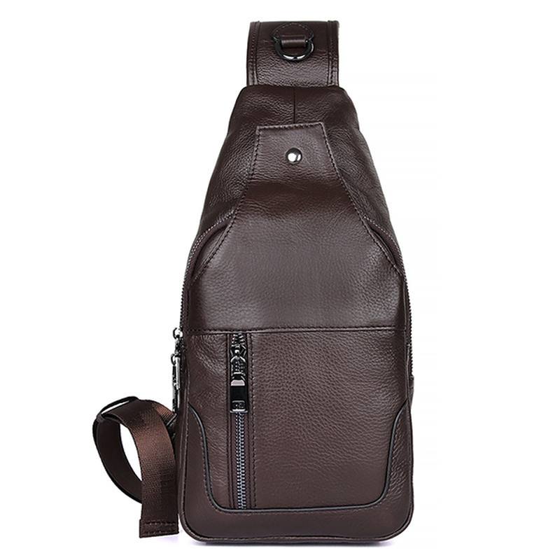 Miesten Aitoa Nahkaa Minimalistinen Vintage Crossbody Laukku Vapaa-ajan Business Rintalaukku Viikonloppulaukku