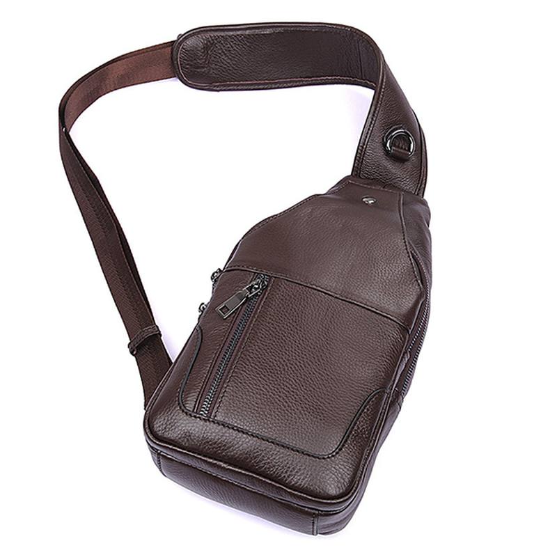 Miesten Aitoa Nahkaa Minimalistinen Vintage Crossbody Laukku Vapaa-ajan Business Rintalaukku Viikonloppulaukku