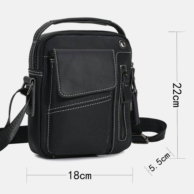 Miesten Aitoa Nahkaa Monitaskuinen Kuulokeaukko Vintage 6.5 Tuuman Puhelinlaukku Crossbody Laukku Olkalaukku Messenger-salkku