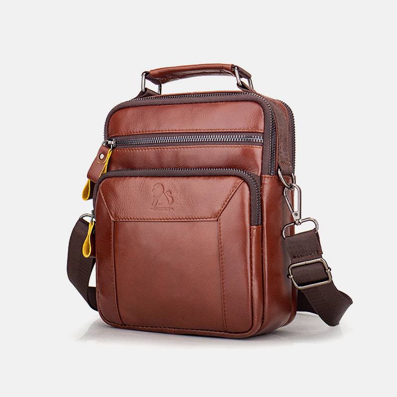 Miesten Aitoa Nahkaa Monitaskuinen Monitoiminen Crossbody Bag Käsilaukku Sling Bag