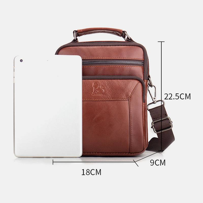 Miesten Aitoa Nahkaa Monitaskuinen Monitoiminen Crossbody Bag Käsilaukku Sling Bag