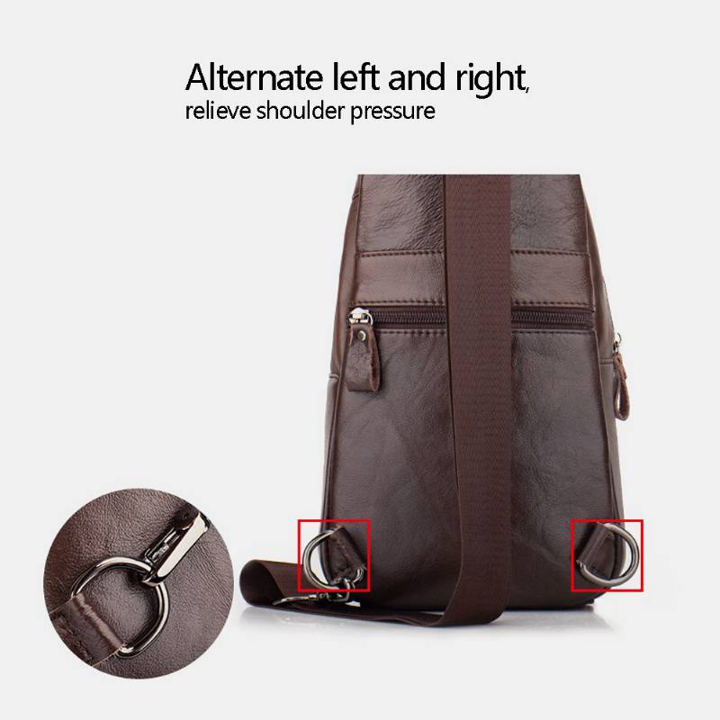 Miesten Aitoa Nahkaa Monitaskuinen Suuri Kapasiteetti Vintage Ensimmäisen Kerroksen Lehmännahkainen Crossbody Laukut Olkalaukku Rintalaukku