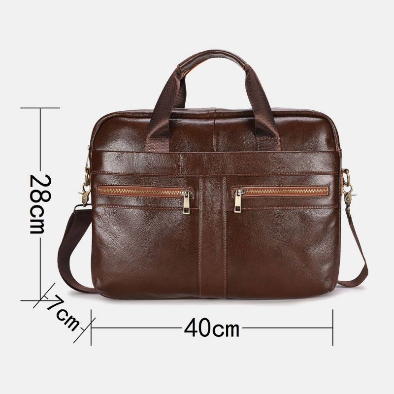 Miesten Aitoa Nahkaa Monitaskuinen Vintage 14 Tuuman Kannettava Laukku Messenger Bag Crossbody Laukut Olkalaukku Salkku