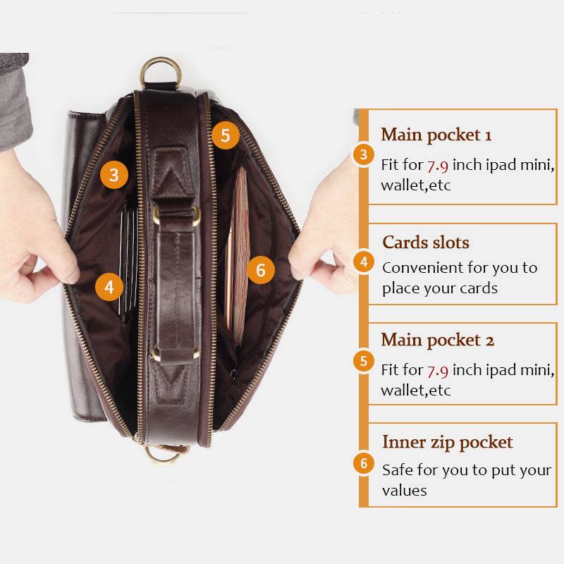 Miesten Aitoa Nahkaa Monitaskuiset Crossbody-laukut Suuri Kapasiteetti Retro 6.5 Tuuman Puhelinlaukku Salkku Olkalaukku Käsilaukku