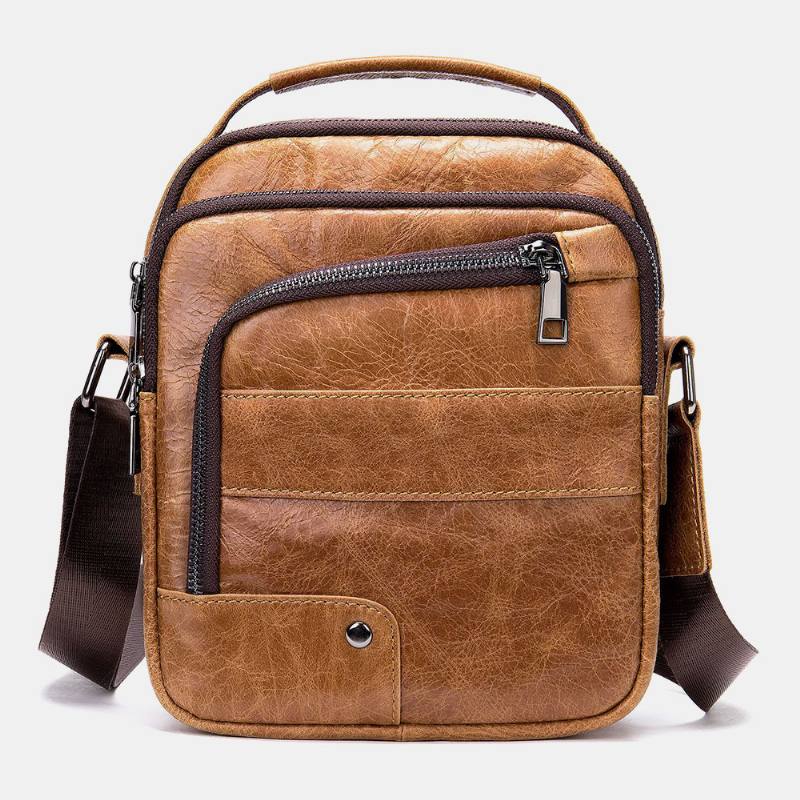 Miesten Aitoa Nahkaa Monitaskuiset Kuulokeaukot Vintage Vedenpitävät Crossbody Laukut Olkalaukut