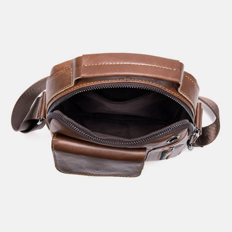 Miesten Aitoa Nahkaa Monitaskuiset Kuulokeaukot Vintage Vedenpitävät Crossbody Laukut Olkalaukut