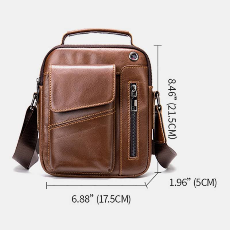 Miesten Aitoa Nahkaa Monitaskuiset Kuulokeaukot Vintage Vedenpitävät Crossbody Laukut Olkalaukut