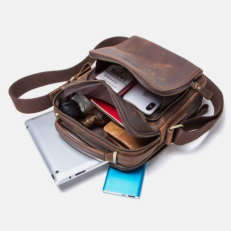 Miesten Aitoa Nahkaa Monitoiminen Monitaskuinen Vintage-salkut Messenger Bag Crossbody Bag Käsilaukku