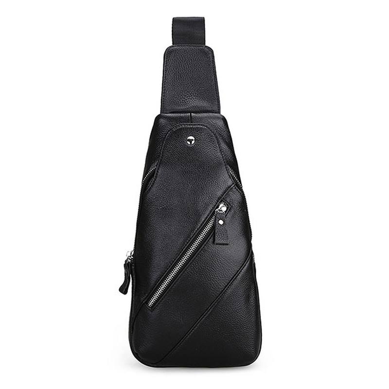 Miesten Aitoa Nahkaa Muodin Rento Rintareppu Daypack Sling Bag Olkalaukku