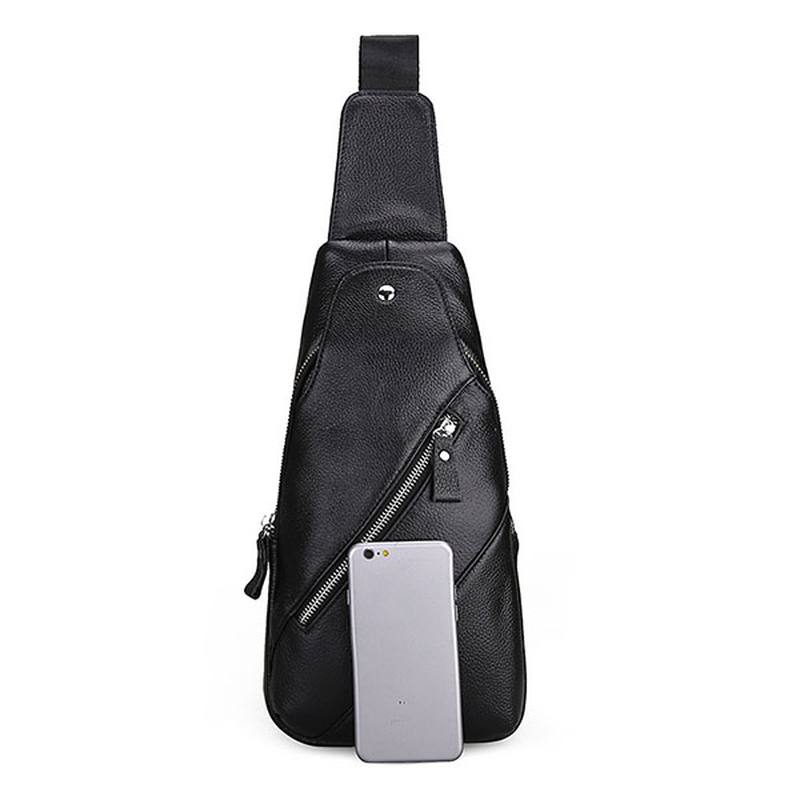 Miesten Aitoa Nahkaa Muodin Rento Rintareppu Daypack Sling Bag Olkalaukku