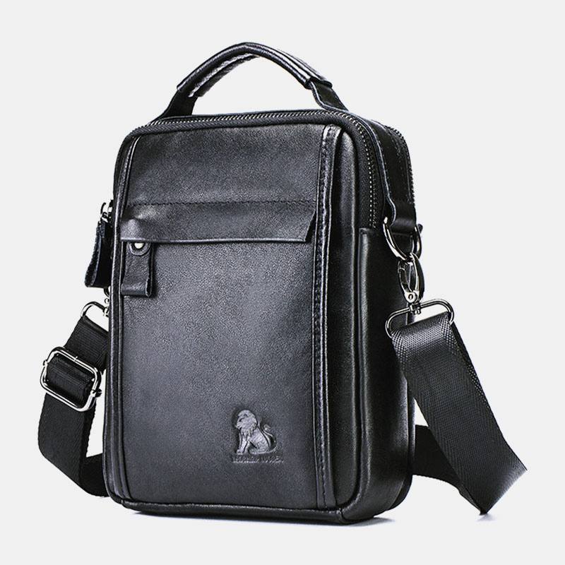 Miesten Aitoa Nahkaa Oleva Retro Business Small Lehmännahkainen Olkalaukku Crossbody Laukku