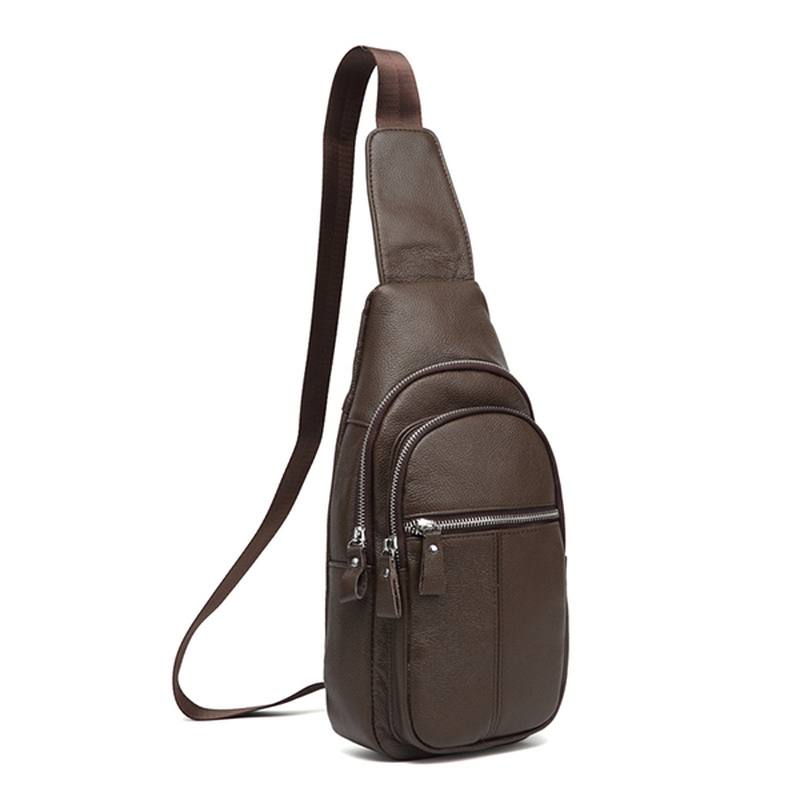 Miesten Aitoa Nahkaa Oleva Retro Crossbody Laukku Rintalaukku Rento Olkalaukku