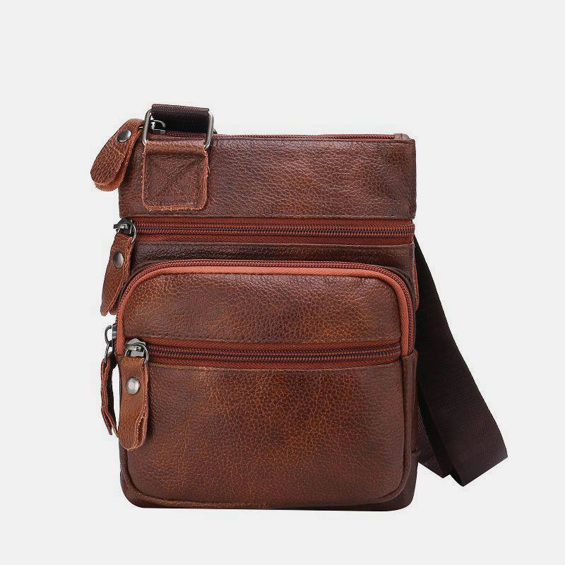 Miesten Aitoa Nahkaa Oleva Suurikokoinen Vedenpitävä Kulutusta Kestävä Crossbody-laukku