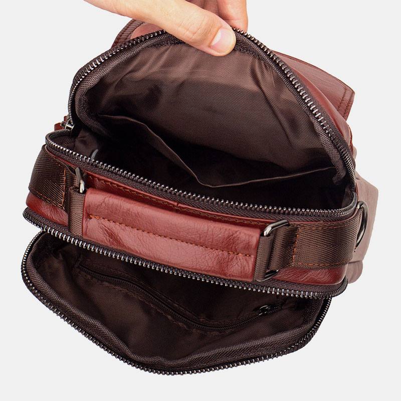 Miesten Aitoa Nahkaa Retro Business Nahkainen Olkalaukku Crossbody Laukku