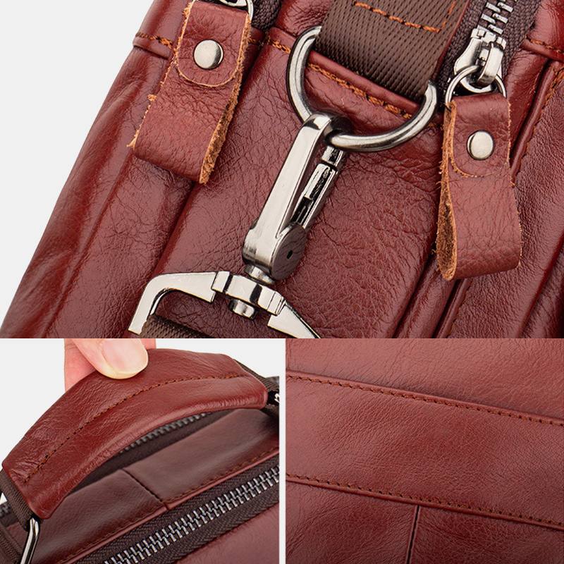 Miesten Aitoa Nahkaa Retro Business Nahkainen Olkalaukku Crossbody Laukku