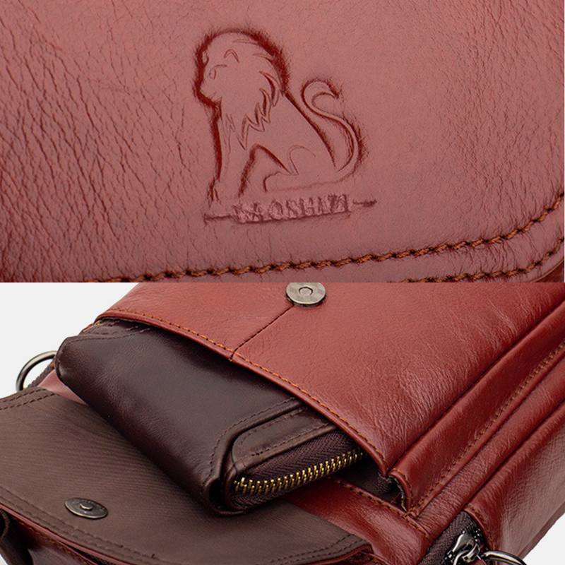 Miesten Aitoa Nahkaa Retro Business Nahkainen Olkalaukku Crossbody Laukku