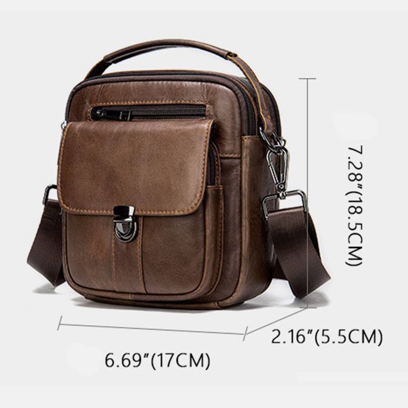 Miesten Aitoa Nahkaa Selkävarkaudenesto Tasku Crossbody Laukut Retro Multi-pocket Kulutusta Kestävä Messenger Bag Olkalaukku