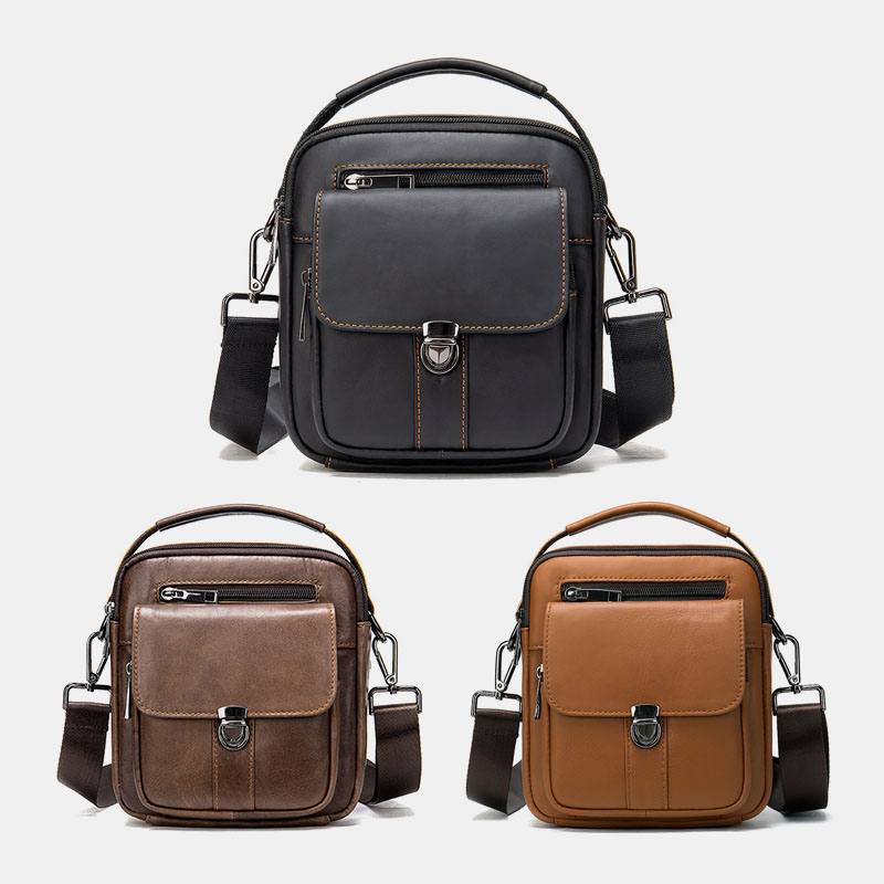 Miesten Aitoa Nahkaa Selkävarkaudenesto Tasku Crossbody Laukut Retro Multi-pocket Kulutusta Kestävä Messenger Bag Olkalaukku