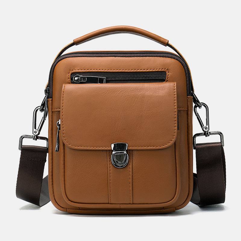 Miesten Aitoa Nahkaa Selkävarkaudenesto Tasku Crossbody Laukut Retro Multi-pocket Kulutusta Kestävä Messenger Bag Olkalaukku