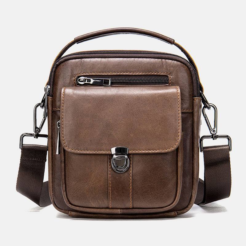 Miesten Aitoa Nahkaa Selkävarkaudenesto Tasku Crossbody Laukut Retro Multi-pocket Kulutusta Kestävä Messenger Bag Olkalaukku