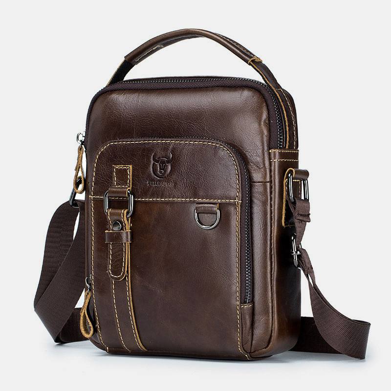 Miesten Aitoa Nahkaa Sisältävä Monitaskuinen Crossbody-laukku Vintage-avaimenperämuotoinen Olkalaukku