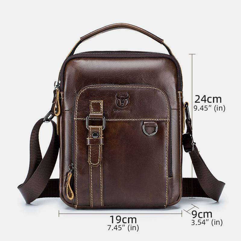 Miesten Aitoa Nahkaa Sisältävä Monitaskuinen Crossbody-laukku Vintage-avaimenperämuotoinen Olkalaukku