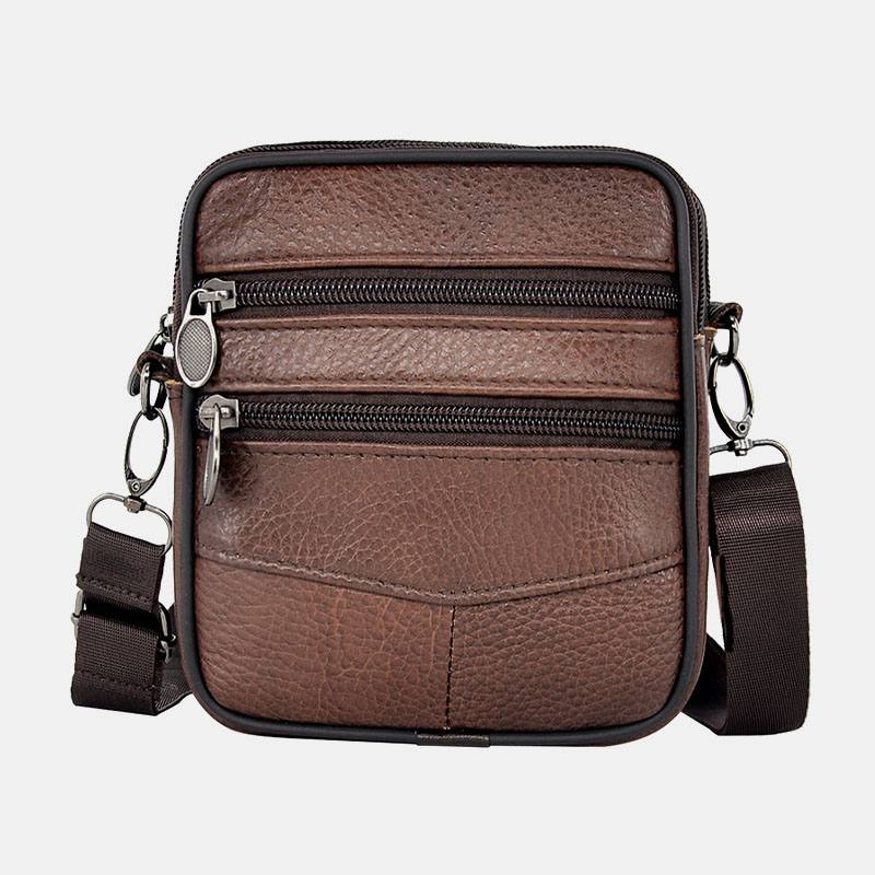 Miesten Aitoa Nahkaa Suuren Kapasiteetin Business Multi-carry Crossbody Laukku