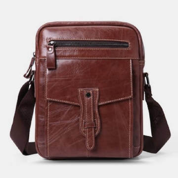 Miesten Aitoa Nahkaa Suuri Kapasiteetti Vintage Business Crossbody Laukku Olkalaukku