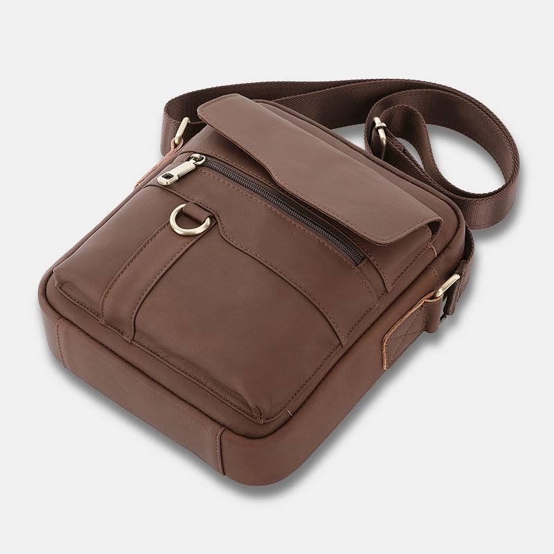 Miesten Aitoa Nahkaa Suuri Kapasiteetti Vintage Rento 6.5 Tuuman Puhelinlaukku Crossbody Bag Olkalaukku Messenger Salkku