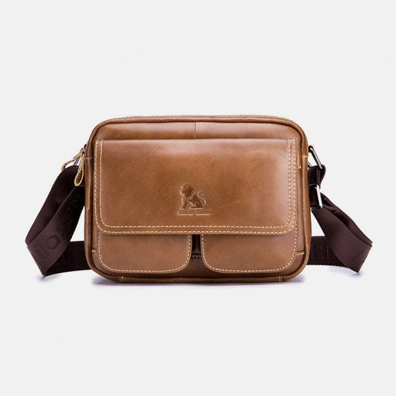 Miesten Aitoa Nahkaa Suuri Tilavuus Monitaskuinen Varkaudenesto Vintage Crossbody Laukku Lehmännahkainen Olkalaukku