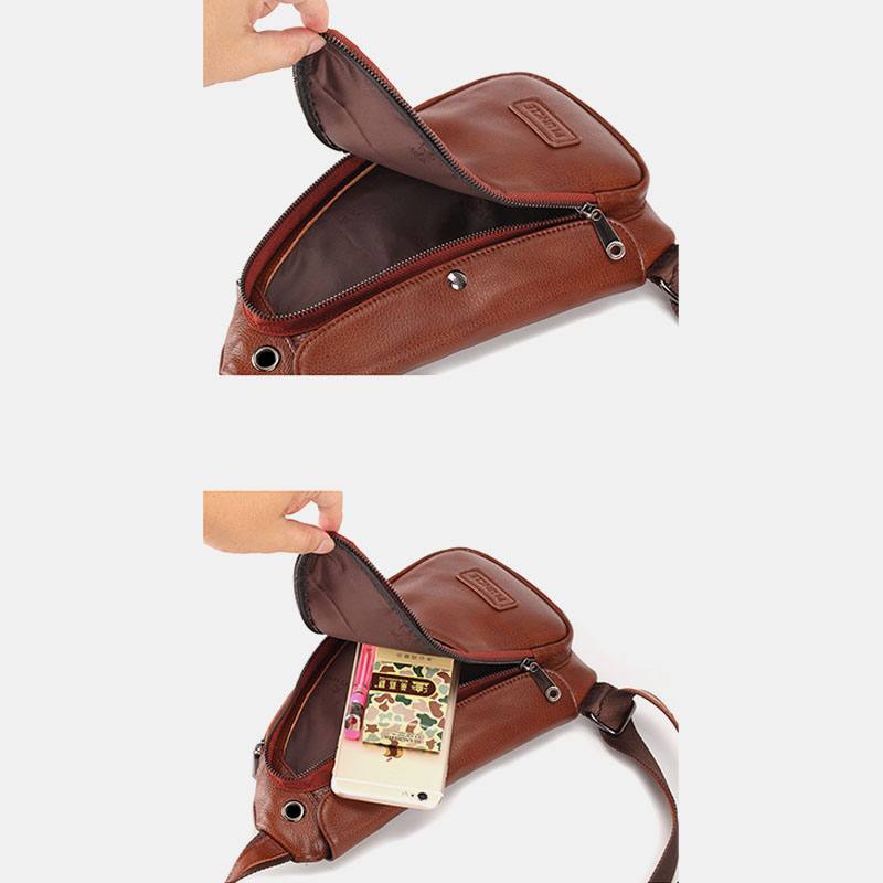 Miesten Aitoa Nahkaa Vintage Ainutlaatuinen Muotoilu Rintalaukku Crossbody Laukku