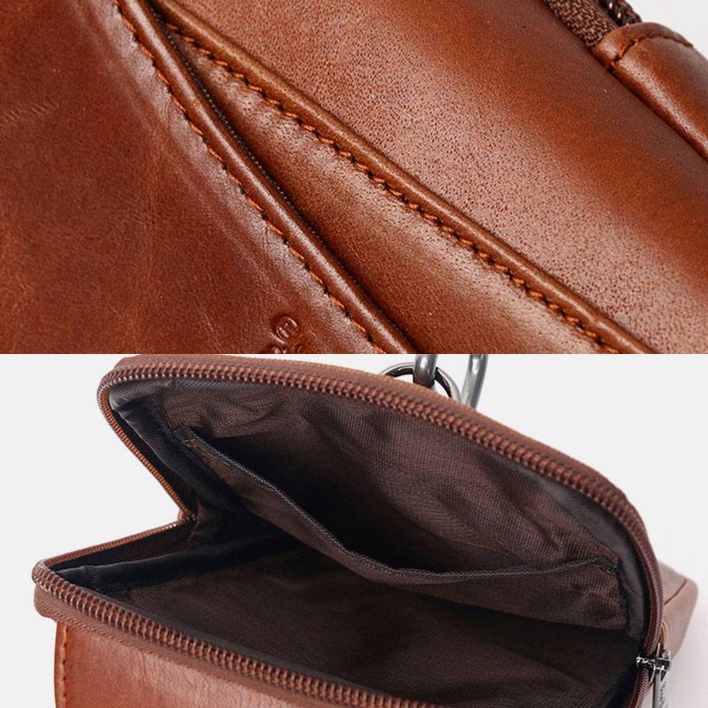 Miesten Aitoa Nahkaa Vintage Monikorttipaikka 6.5 Tuuman Minipuhelinlaukku Crossbody Bag Vyötärölaukku Lehmännahkainen Laukku