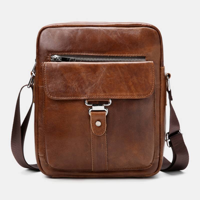 Miesten Business Retro Aidosta Nahasta Valmistettu Vedenpitävä Kulutusta Kestävä Crossbody-laukku