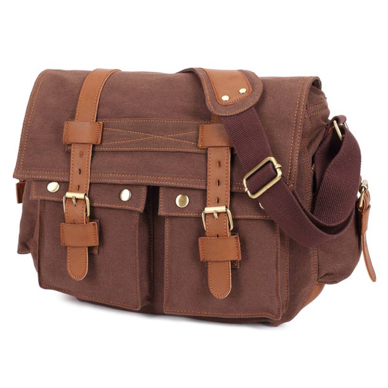 Miesten Canvas Microfibric Leather Rento Outdoor Messenger -olkalaukku