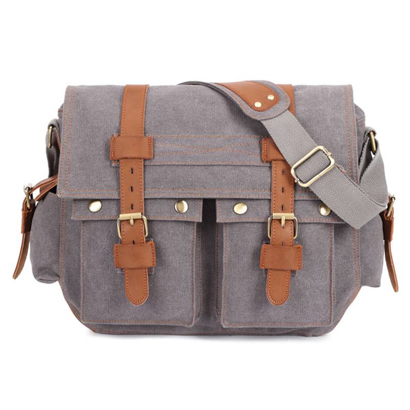 Miesten Canvas Microfibric Leather Rento Outdoor Messenger -olkalaukku